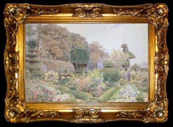 framed  George Samuel Elgood,RI Roses and Pinks,Levens Hall,Westmorland (mk46), ta009-2